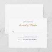 Classic Gold en Navy RSVP-kaart RSVP Kaartje (Voorkant / Achterkant)