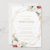 Classic Gold Floral 50th Wedding Jubileum Kaart (Voorkant)