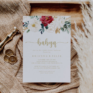 Classic Gold Floral BabyQ Baby shower Barbecue Kaart