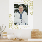 Classic Gold Floral Funeral Service Beste foto Poster (Keuken)