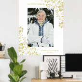 Classic Gold Floral Funeral Service Beste foto Poster (Thuiskantoor)