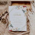 Classic Gold Floral Let's Celebrate Party Kaart<br><div class="desc">Deze klassieke goudflorale feestdag is perfect voor een feestelijke verlovingspartij,  een vrijgezellenfeest,  een pensionering,  een afstuderen,  een bruiloft na een feestje of een evenement of feest. Het ontwerp is voorzien van waterverf-witte,  bruine en goudbloemen en bessen met groene bladeren die in elegante bouquets zijn gegoten.</div>