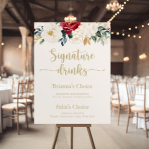 Classic Gold Floral Signature Drink Sign Poster