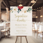 Classic Gold Floral Signature Drink Sign Poster