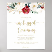Classic Gold Floral Unplugged Ceremony Sign Poster (Voorkant)