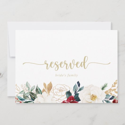 Classic Gold Floral Wedding Reserved Sign (Voorkant)