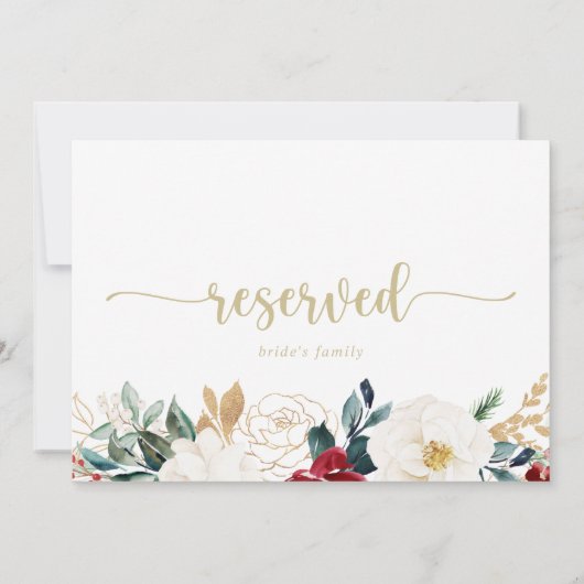 Classic Gold Floral Wedding Reserved Sign (Achterkant)
