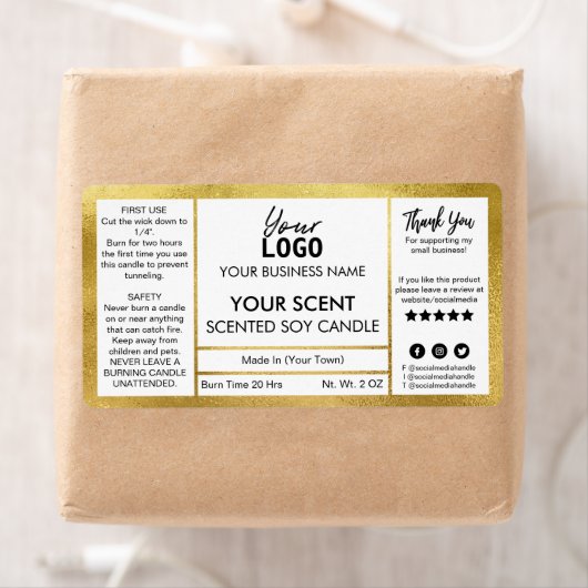 Classic Gold Foil Scented Soy Candle Etiket (Insitu)