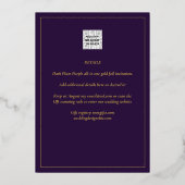 Classic GOLD FOIL Text Plum Paars Wedding Elegant Folie Uitnodiging (Achterkant)