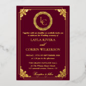 Classic Gold Frame Royal Monogram Wedding Folie Uitnodiging (Voorkant)