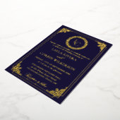 Classic Gold Frame Royal Monogram Wedding Folie Uitnodiging (Gedraaid)