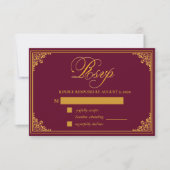 Classic Gold Frame Royal Monogram Wedding RSVP Kaartje (Voorkant)