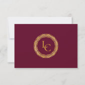 Classic Gold Frame Royal Monogram Wedding RSVP Kaartje (Achterkant)