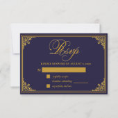 Classic Gold Frame Royal Monogram Wedding RSVP Kaartje (Voorkant)