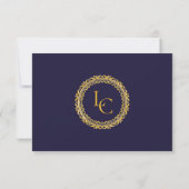 Classic Gold Frame Royal Monogram Wedding RSVP Kaartje (Achterkant)