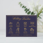 Classic Gold Frame Royal Monogram Wedding Timeline Informatiekaartje (Staand voorkant)