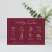 Classic Gold Frame Royal Monogram Wedding Timeline Informatiekaartje (Staand voorkant)