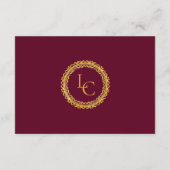 Classic Gold Frame Royal Monogram Wedding Timeline Informatiekaartje (Achterkant)