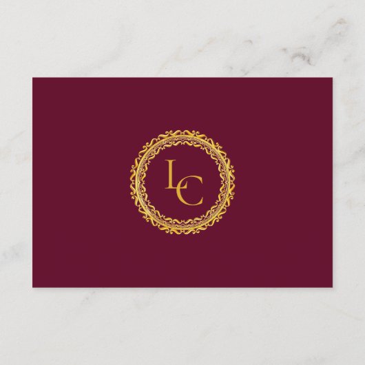 Classic Gold Frame Royal Monogram Wedding Timeline Informatiekaartje (Achterkant)