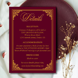 Classic Gold Frame Royal Wedding Details Informatiekaartje