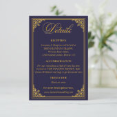 Classic Gold Frame Royal Wedding Details Informatiekaartje (Staand voorkant)