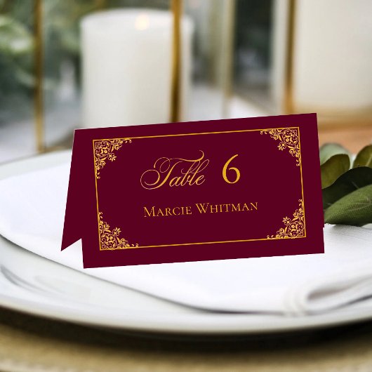 Classic Gold Frame Royal Wedding Place Card Kaart