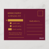 Classic Gold Frame Wedding RSVP Postcard Briefkaart (Achterkant)