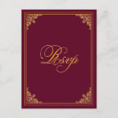 Classic Gold Frame Wedding RSVP Postcard Briefkaart (Voorkant)