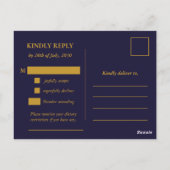 Classic Gold Frame Wedding RSVP Postcard Briefkaart (Achterkant)