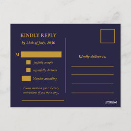 Classic Gold Frame Wedding RSVP Postcard Briefkaart