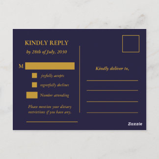 Classic Gold Frame Wedding RSVP Postcard Briefkaart