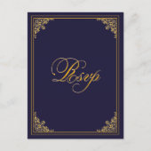 Classic Gold Frame Wedding RSVP Postcard Briefkaart (Voorkant)
