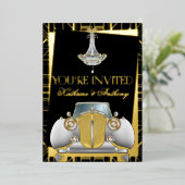 Classic GOLD Gatsby Deco Wedding Folie Uitnodiging (Staand Voorkant)