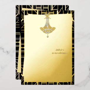 Classic GOLD Gatsby Flapper Vrijgezellenfeest Folie Uitnodiging