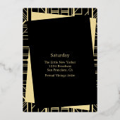 Classic GOLD Gatsby Flapper Vrijgezellenfeest Folie Uitnodiging (Achterkant)