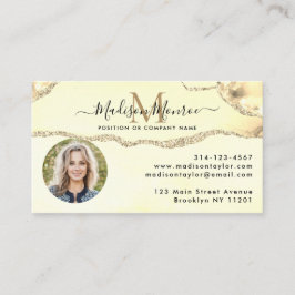 Classic Gold Glitter Logo Foto Agaat Monogram Visitekaartje