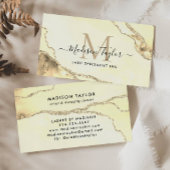 Classic Gold Glitter Marble Agate Script Monogram Visitekaartje