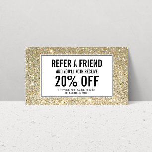 Classic Gold Glitter Salon Verwijzing Kaart