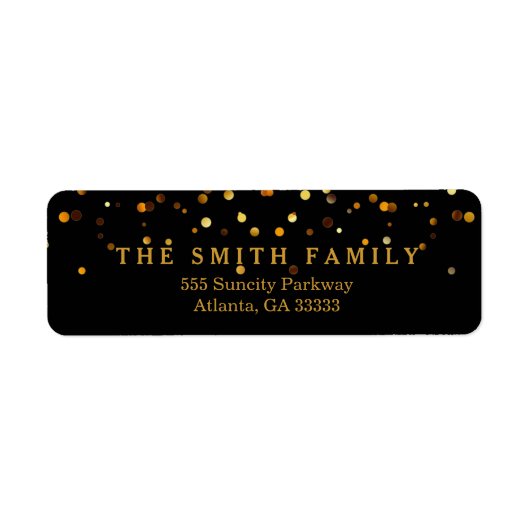 Classic Gold Glitters Stippen Zwart Modern Etiket (Voorkant)