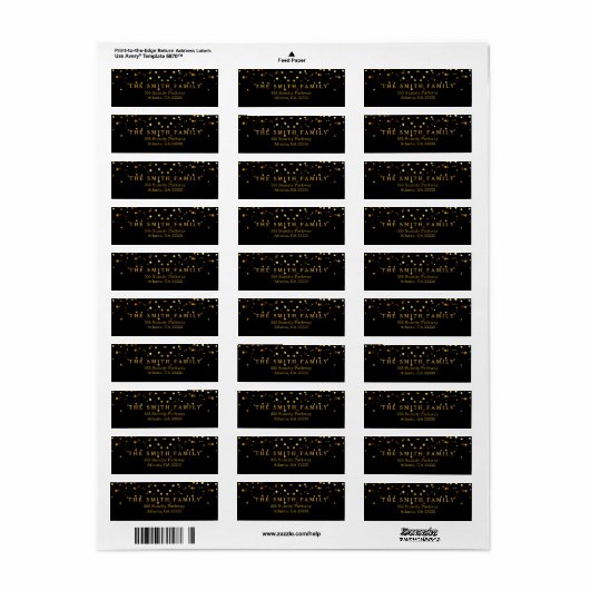Classic Gold Glitters Stippen Zwart Modern Etiket (Full Sheet)