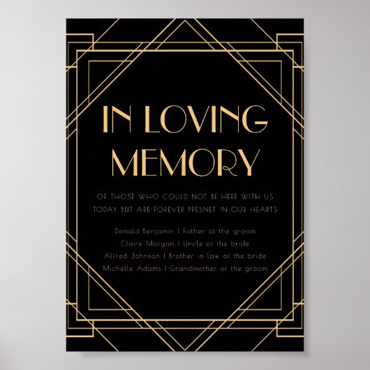 Classic Gold  In liefdevolle herinnering Trouwbord Poster (Voorkant)
