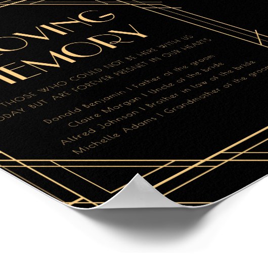 Classic Gold  In liefdevolle herinnering Trouwbord Poster (Hoek)