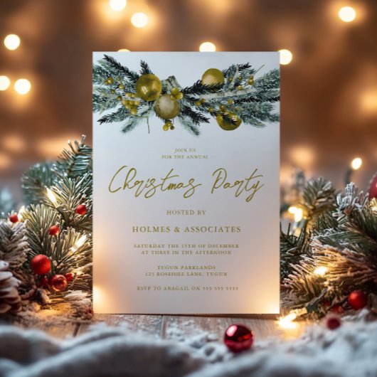 Classic Gold Kantoor Corporate Christmas Party Kaart