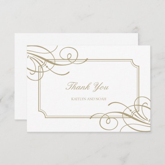 Classic Gold Lijst & Details Luxe bruiloft Bedankkaart (Voorkant / Achterkant)