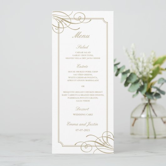 Classic Gold Lijst Luxe bruiloft Menu (Staand voorkant)