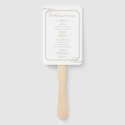 Classic Gold Lijst Luxe bruiloft programma Handwaaier (Achterkant)