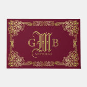 Classic Gold Lijst Weddenschap Monogram Burgundy Deurmat (Voorkant)