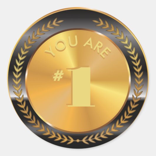  Classic Gold Medal. Je bent nummer 1! Ronde Sticker (Voorkant)