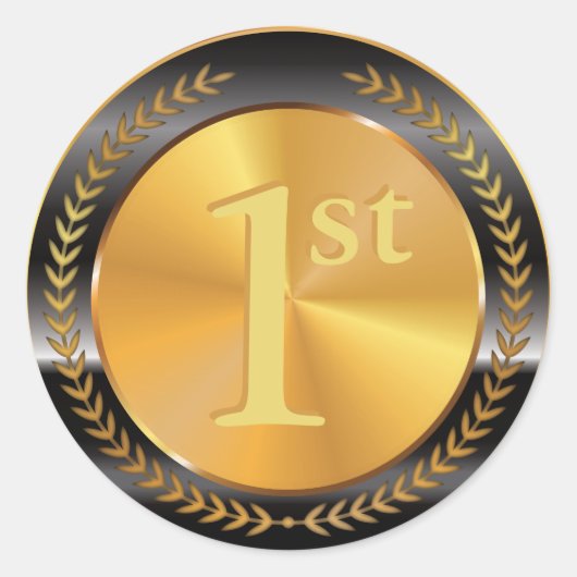  Classic Gold Medal. Ronde Sticker (Voorkant)