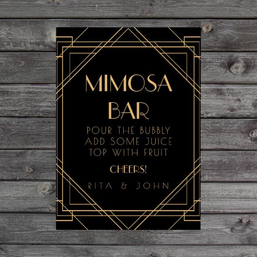 Classic Gold Mimosa Bar Trouwbord Poster